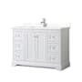 Wyndham Collection Avery 48" Free Standing Single Basin Vanity Set with Cabinet and Quartz Vanity Top White / Giotto Quartz Top / Polished Chrome Hardware