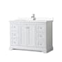 Wyndham Collection Avery 48" Free Standing Single Basin Vanity Set with Cabinet and Cultured Marble Vanity Top White / White Cultured Marble Top / Polished Chrome Hardware