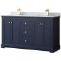 Dark Blue / White Carrara Marble Top / Brushed Gold Hardware