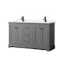 Wyndham Collection Avery 60" Free Standing Double Basin Vanity Set with Cabinet and Cultured Marble Vanity Top Dark Gray / Carrara Cultured Marble Top / Matte Black Hardware
