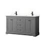 Wyndham Collection Avery 60" Free Standing Double Basin Vanity Set with Cabinet and Quartz Vanity Top Dark Gray / White Quartz Top / Matte Black Hardware