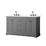 Wyndham Collection Avery 60" Free Standing Double Basin Vanity Set with Cabinet and Quartz Vanity Top Dark Gray / White Quartz Top / Matte Black Hardware