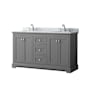 Wyndham Collection Avery 60" Free Standing Double Basin Vanity Set with Cabinet and Marble Vanity Top Dark Gray / White Carrara Marble Top / Polished Chrome Hardware