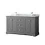 Wyndham Collection Avery 60" Free Standing Double Basin Vanity Set with Cabinet and Marble Vanity Top Dark Gray / White Carrara Marble Top / Polished Chrome Hardware