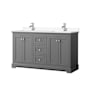 Wyndham Collection Avery 60" Free Standing Double Basin Vanity Set with Cabinet and Cultured Marble Vanity Top Dark Gray / White Cultured Marble Top / Polished Chrome Hardware
