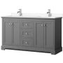Dark Gray / White Cultured Marble Top / Polished Chrome Hardware