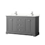Wyndham Collection Avery 60" Free Standing Double Basin Vanity Set with Cabinet and Quartz Vanity Top Dark Gray / White Quartz Top / Polished Chrome Hardware
