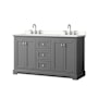 Wyndham Collection Avery 60" Free Standing Double Basin Vanity Set with Cabinet and Quartz Vanity Top Dark Gray / White Quartz Top / Polished Chrome Hardware
