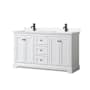 Wyndham Collection Avery 60" Free Standing Double Basin Vanity Set with Cabinet and Cultured Marble Vanity Top White / Carrara Cultured Marble Top / Matte Black Hardware