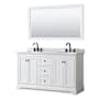 Wyndham Collection Avery 60" Free Standing Double Basin Vanity Set with Cabinet, Marble Vanity Top, and Framed Mirror White / White Carrara Marble Top / Matte Black Hardware