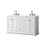 Wyndham Collection Avery 60" Free Standing Double Basin Vanity Set with Cabinet and Quartz Vanity Top White / Giotto Quartz Top / Matte Black Hardware