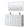 Wyndham Collection Avery 60" Free Standing Double Basin Vanity Set with Cabinet, Cultured Marble Vanity Top, and Framed Mirror White / White Cultured Marble Top / Matte Black Hardware