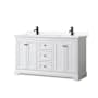 Wyndham Collection Avery 60" Free Standing Double Basin Vanity Set with Cabinet and Cultured Marble Vanity Top White / White Cultured Marble Top / Matte Black Hardware