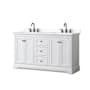 Wyndham Collection Avery 60" Free Standing Double Basin Vanity Set with Cabinet and Quartz Vanity Top White / White Quartz Top / Matte Black Hardware