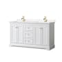Wyndham Collection Avery 60" Free Standing Double Basin Vanity Set with Cabinet and Cultured Marble Vanity Top White / Carrara Cultured Marble Top / Brushed Gold Hardware