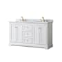 Wyndham Collection Avery 60" Free Standing Double Basin Vanity Set with Cabinet and Marble Vanity Top White / White Carrara Marble Top / Brushed Gold Hardware