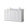 Wyndham Collection Avery 60" Free Standing Double Basin Vanity Set with Cabinet and Marble Vanity Top White / White Carrara Marble Top / Brushed Gold Hardware
