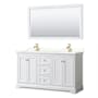 Wyndham Collection Avery 60" Free Standing Double Basin Vanity Set with Cabinet, Quartz Vanity Top, and Framed Mirror White / Giotto Quartz Top / Brushed Gold Hardware