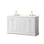 Wyndham Collection Avery 60" Free Standing Double Basin Vanity Set with Cabinet and Quartz Vanity Top White / Giotto Quartz Top / Brushed Gold Hardware