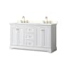 Wyndham Collection Avery 60" Free Standing Double Basin Vanity Set with Cabinet and Quartz Vanity Top White / White Quartz Top / Brushed Gold Hardware