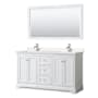 Wyndham Collection Avery 60" Free Standing Double Basin Vanity Set with Cabinet, Cultured Marble Vanity Top, and Framed Mirror White / Carrara Cultured Marble Top / Polished Chrome Hardware