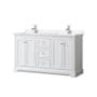 Wyndham Collection Avery 60" Free Standing Double Basin Vanity Set with Cabinet and Cultured Marble Vanity Top White / Carrara Cultured Marble Top / Polished Chrome Hardware