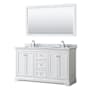 Wyndham Collection Avery 60" Free Standing Double Basin Vanity Set with Cabinet, Marble Vanity Top, and Framed Mirror White / White Carrara Marble Top / Polished Chrome Hardware