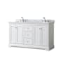 Wyndham Collection Avery 60" Free Standing Double Basin Vanity Set with Cabinet and Marble Vanity Top White / White Carrara Marble Top / Polished Chrome Hardware