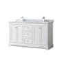 Wyndham Collection Avery 60" Free Standing Double Basin Vanity Set with Cabinet and Marble Vanity Top White / White Carrara Marble Top / Polished Chrome Hardware