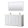 Wyndham Collection Avery 60" Free Standing Double Basin Vanity Set with Cabinet, Quartz Vanity Top, and Framed Mirror White / Giotto Quartz Top / Polished Chrome Hardware