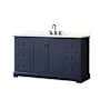 Wyndham Collection Avery 60" Free Standing Single Basin Vanity Set with Cabinet and Quartz Vanity Top Dark Blue / Giotto Quartz Top / Matte Black Hardware