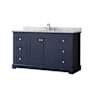 Wyndham Collection Avery 60" Free Standing Single Basin Vanity Set with Cabinet and Marble Vanity Top Dark Blue / Polished Chrome Hardware