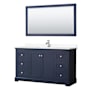 Wyndham Collection Avery 60" Free Standing Single Basin Vanity Set with Cabinet, Cultured Marble Vanity Top, and Framed Mirror Dark Blue / White Cultured Marble Top / Polished Chrome Hardware
