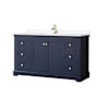 Wyndham Collection Avery 60" Free Standing Single Basin Vanity Set with Cabinet and Cultured Marble Vanity Top Dark Blue / White Cultured Marble Top / Brushed Gold Hardware