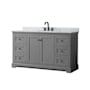 Wyndham Collection Avery 60" Free Standing Single Basin Vanity Set with Cabinet and Marble Vanity Top Dark Gray / White Carrara Marble Top / Matte Black Hardware