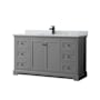 Wyndham Collection Avery 60" Free Standing Single Basin Vanity Set with Cabinet and Marble Vanity Top Dark Gray / White Carrara Marble Top / Matte Black Hardware