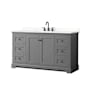 Wyndham Collection Avery 60" Free Standing Single Basin Vanity Set with Cabinet and Quartz Vanity Top Dark Gray / Giotto Quartz Top / Matte Black Hardware