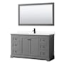 Wyndham Collection Avery 60" Free Standing Single Basin Vanity Set with Cabinet, Cultured Marble Vanity Top, and Framed Mirror Dark Gray / White Cultured Marble Top / Matte Black Hardware