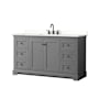 Wyndham Collection Avery 60" Free Standing Single Basin Vanity Set with Cabinet and Quartz Vanity Top Dark Gray / White Quartz Top / Matte Black Hardware