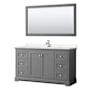 Wyndham Collection Avery 60" Free Standing Single Basin Vanity Set with Cabinet, Cultured Marble Vanity Top, and Framed Mirror Dark Gray / Carrara Cultured Marble Top / Polished Chrome Hardware