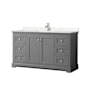 Wyndham Collection Avery 60" Free Standing Single Basin Vanity Set with Cabinet and Cultured Marble Vanity Top Dark Gray / Carrara Cultured Marble Top / Polished Chrome Hardware