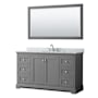 Wyndham Collection Avery 60" Free Standing Single Basin Vanity Set with Cabinet, Marble Vanity Top, and Framed Mirror Dark Gray / White Carrara Marble Top / Polished Chrome Hardware