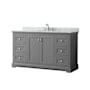 Wyndham Collection Avery 60" Free Standing Single Basin Vanity Set with Cabinet and Marble Vanity Top Dark Gray / White Carrara Marble Top / Polished Chrome Hardware