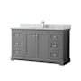 Wyndham Collection Avery 60" Free Standing Single Basin Vanity Set with Cabinet and Marble Vanity Top Dark Gray / White Carrara Marble Top / Polished Chrome Hardware