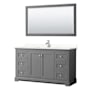 Wyndham Collection Avery 60" Free Standing Single Basin Vanity Set with Cabinet, Quartz Vanity Top, and Framed Mirror Dark Gray / Giotto Quartz Top / Polished Chrome Hardware