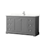 Wyndham Collection Avery 60" Free Standing Single Basin Vanity Set with Cabinet and Quartz Vanity Top Dark Gray / Giotto Quartz Top / Polished Chrome Hardware