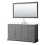 Wyndham Collection Avery 60" Free Standing Single Basin Vanity Set with Cabinet, Quartz Vanity Top, and Framed Mirror Dark Gray / Giotto Quartz Top / Polished Chrome Hardware