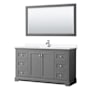 Wyndham Collection Avery 60" Free Standing Single Basin Vanity Set with Cabinet, Cultured Marble Vanity Top, and Framed Mirror Dark Gray / White Cultured Marble Top / Polished Chrome Hardware