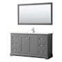 Wyndham Collection Avery 60" Free Standing Single Basin Vanity Set with Cabinet, Quartz Vanity Top, and Framed Mirror Dark Gray / White Quartz Top / Polished Chrome Hardware