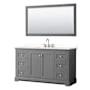 Wyndham Collection Avery 60" Free Standing Single Basin Vanity Set with Cabinet, Quartz Vanity Top, and Framed Mirror Dark Gray / White Quartz Top / Polished Chrome Hardware